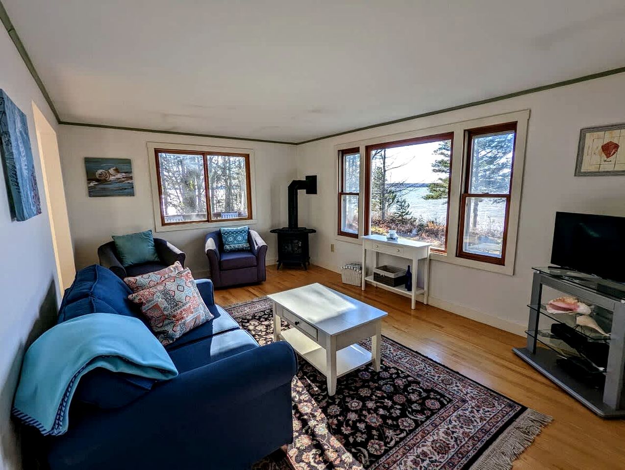 Serene Waterfront Beach House with Private Shoreline & Fire Pit Near Acadia National Park | Trenton, Maine