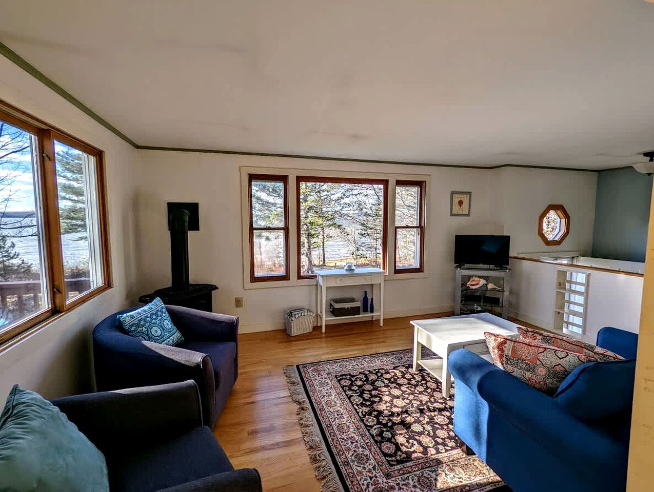 Serene Waterfront Beach House with Private Shoreline & Fire Pit Near Acadia National Park | Trenton, Maine