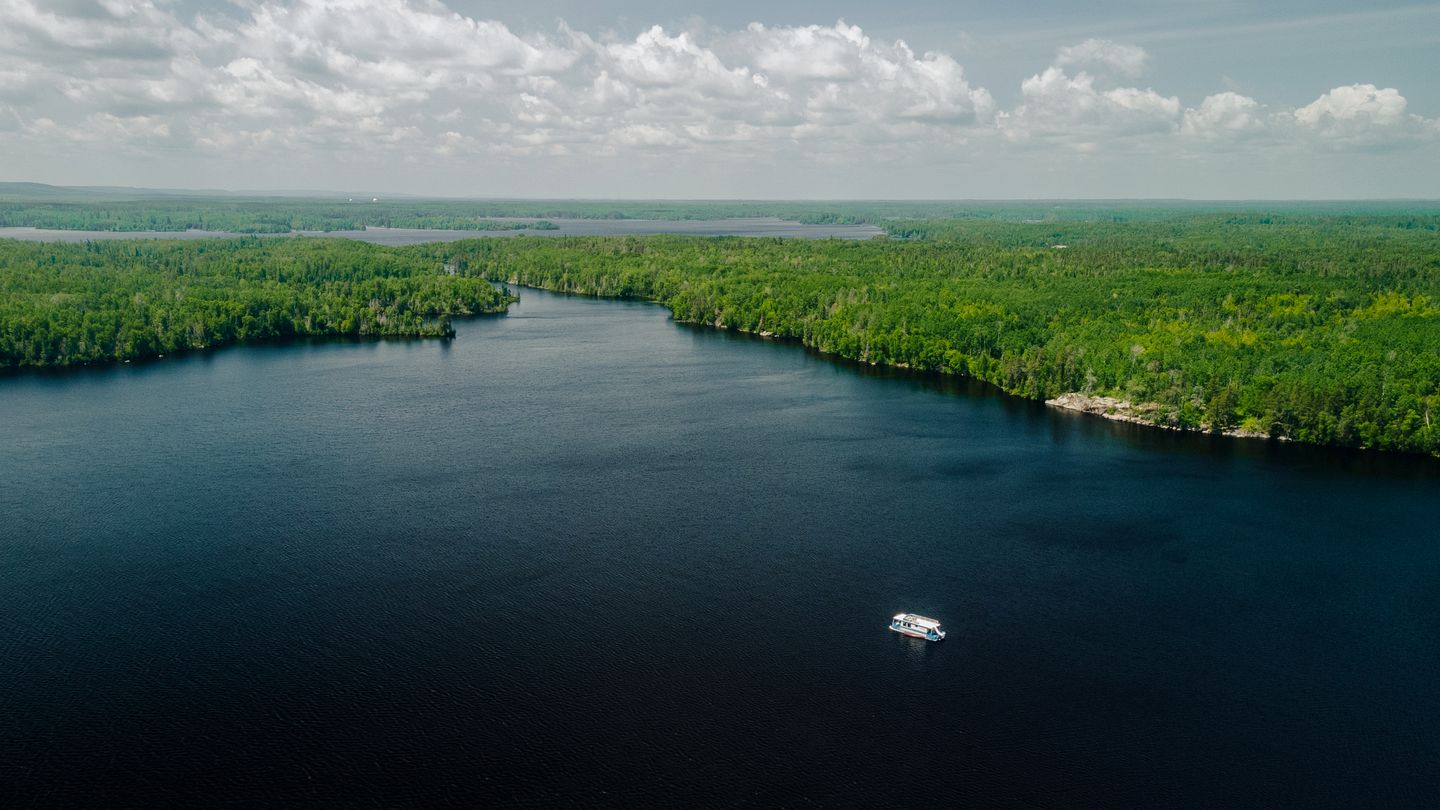 Luxury Wide-Body Houseboat with Flybridge Steering & Water Slide Near Birch Lake, Babbitt, Minnesota