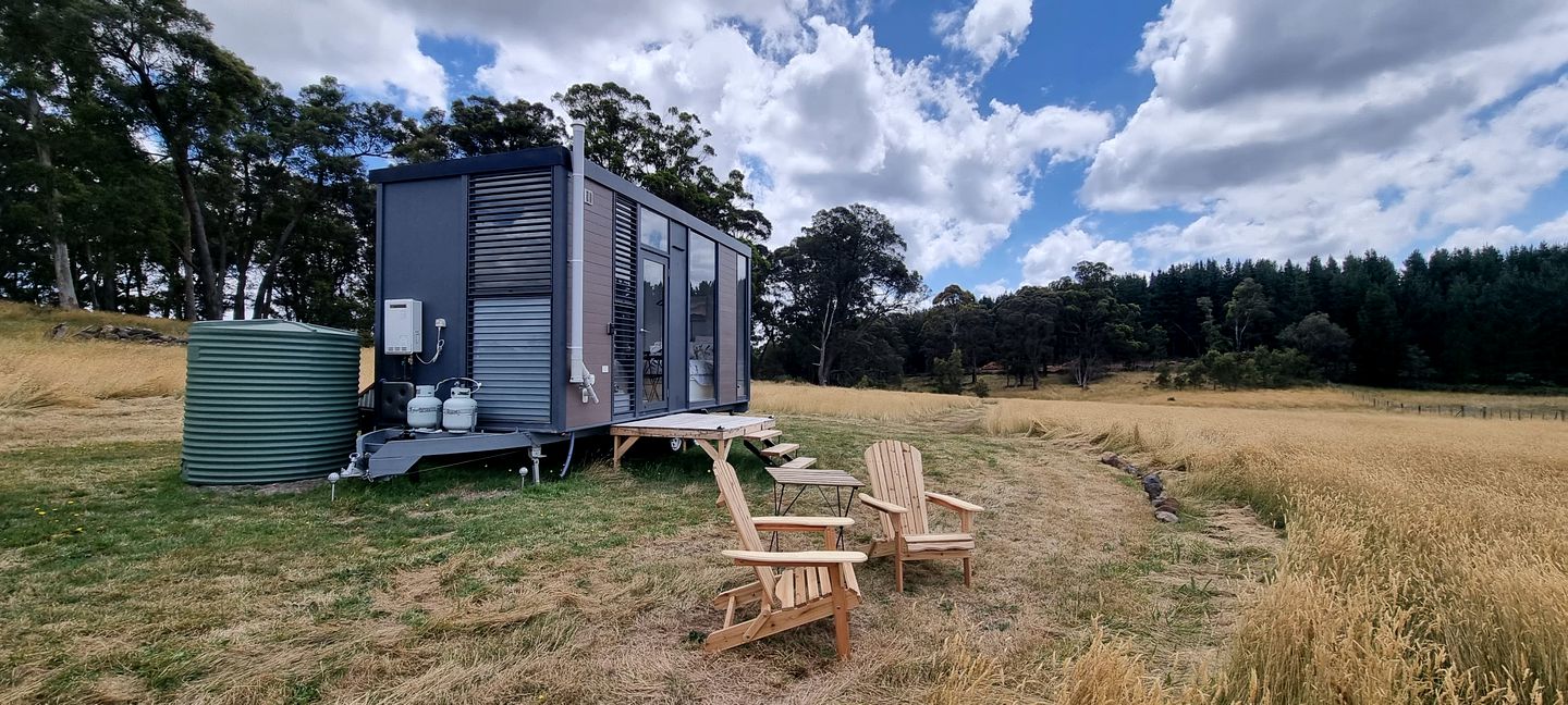 Tiny House Farm Stay for a Glamping Holiday in Bunding, Victoria
