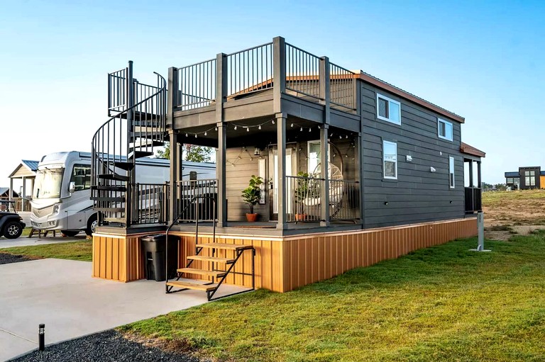 Stylish Tiny Home Getaway with Resort-Style Pool Near Fredericksburg, TX