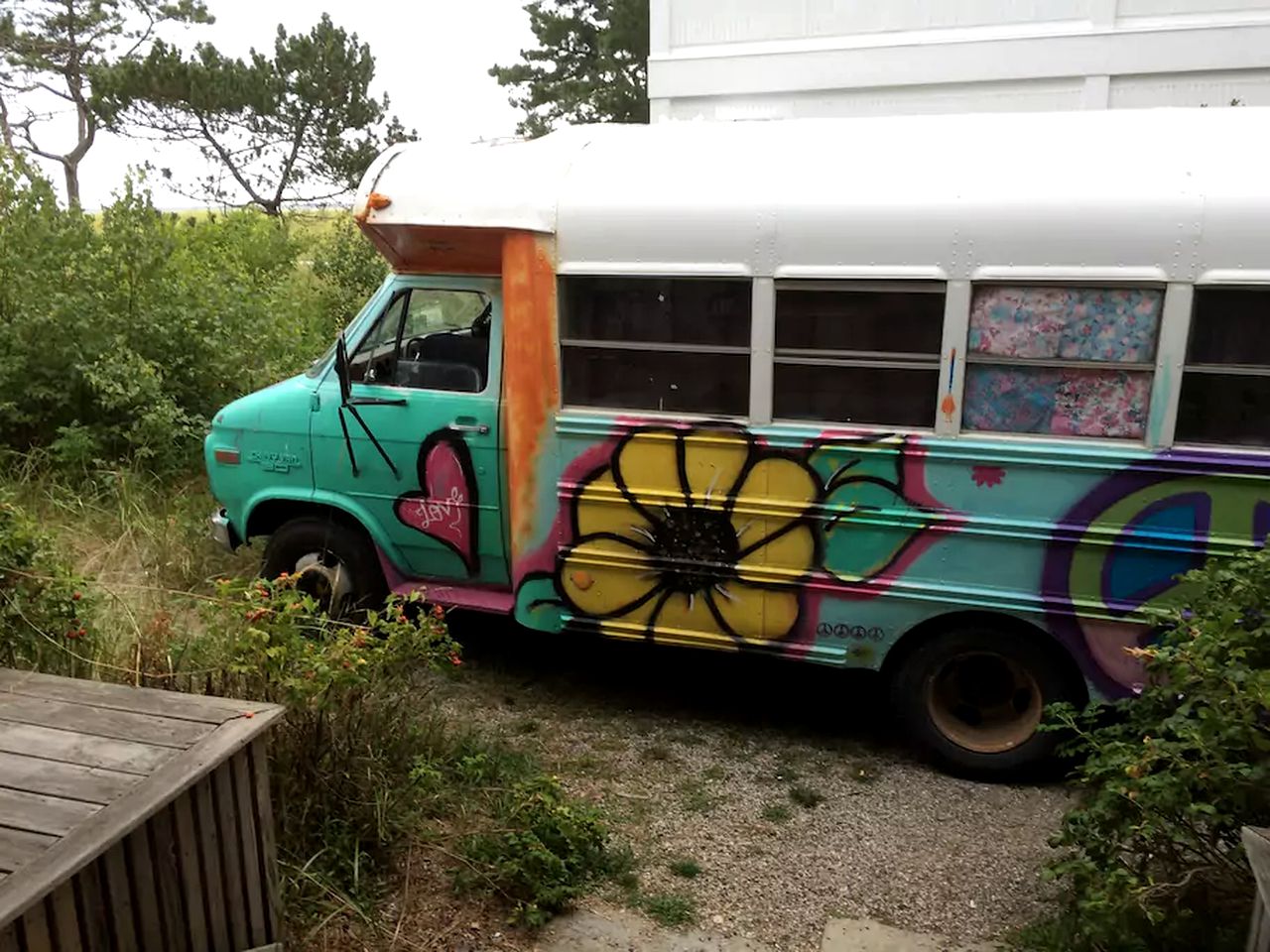 Vintage Short Bus Vacation Rental Nestled in the Forest near North Conway, New Hampshire