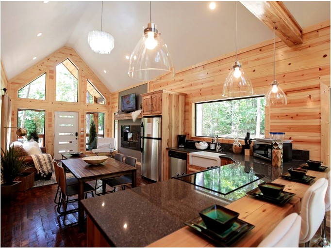 Kitchen of one of the top Beavers Bend Resort Park cabins.