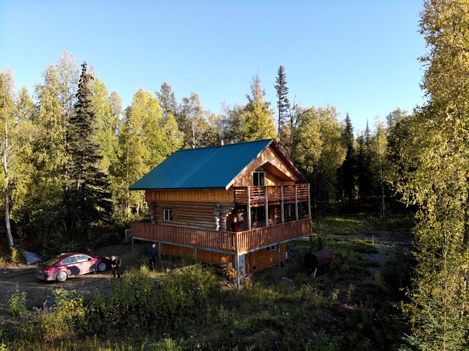 Off-Grid Cabin with Views from the Porch in Alaska