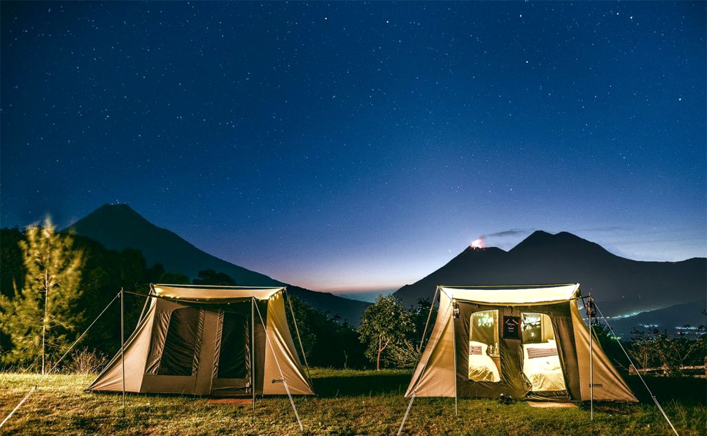 Secluded Tent Rentals on Forest Reserve with Incredible Volcanoes near Antigua, Guatemala