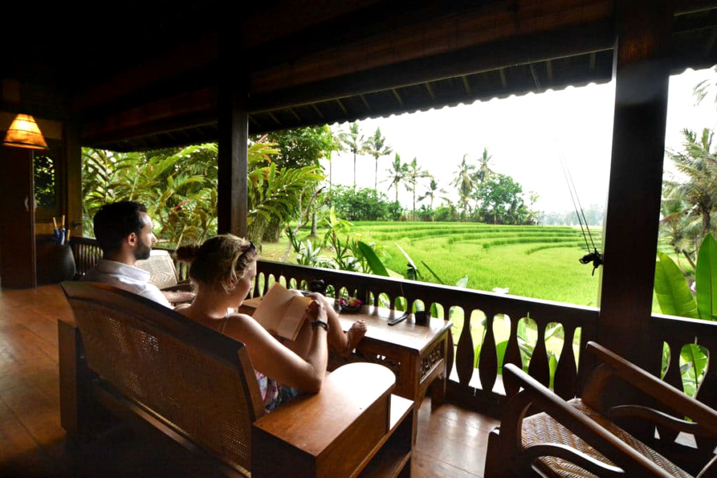 Tropical Jungle Bungalow in Rice Paddies of Bali