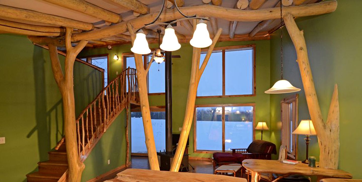 Spacious Cabin Rental with Unique Wooden Interior near Madison, Wisconsin