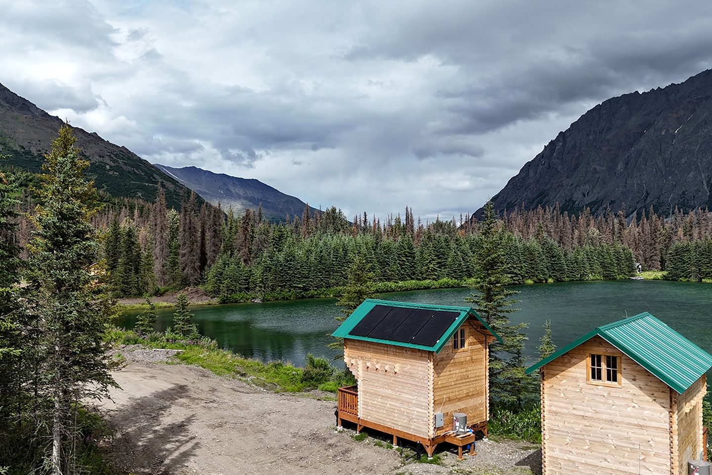 Solar Powered Lakefront Twin Tiny Houses in Cantwell Alaska, Perfect for a Group Getaway to Denali National Park