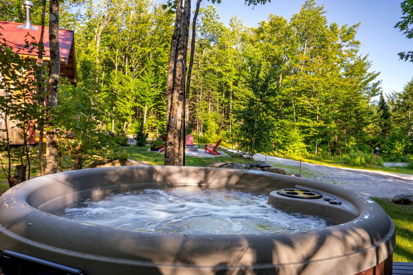 Peaceful Woodland Escape with Two Cabins, Firepit Nights & Hot Tubs in Bethel, Maine