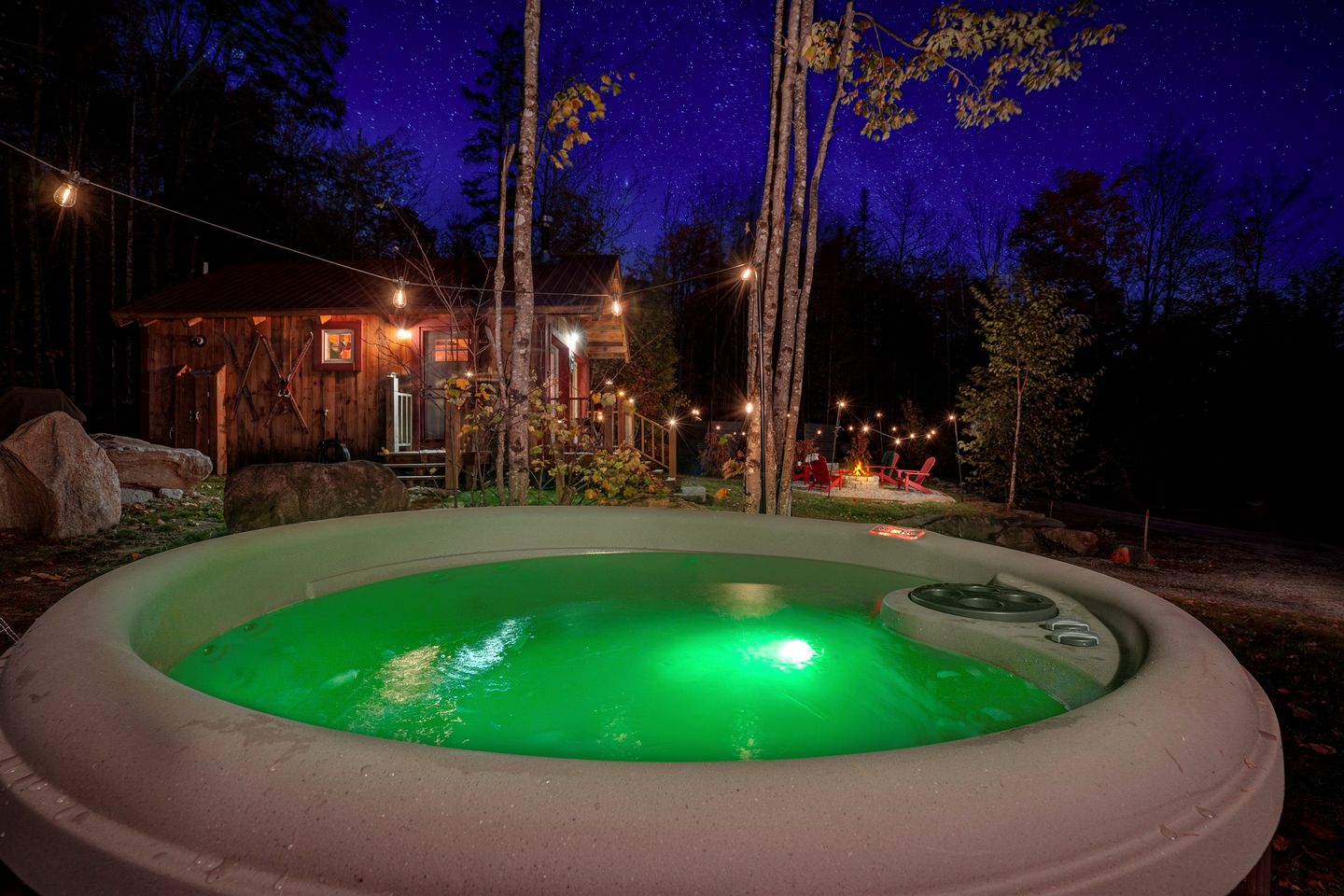 Peaceful Woodland Escape with Two Cabins, Firepit Nights & Hot Tubs in Bethel, Maine