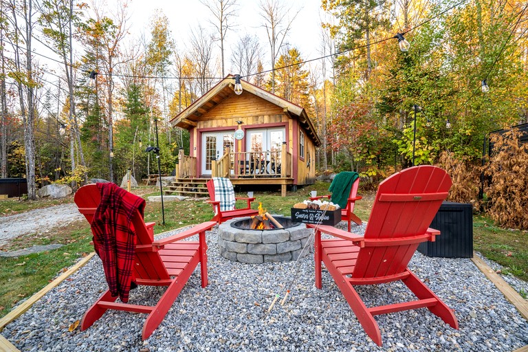 Peaceful Woodland Escape with Two Cabins, Firepit Nights & Hot Tubs in Bethel, Maine