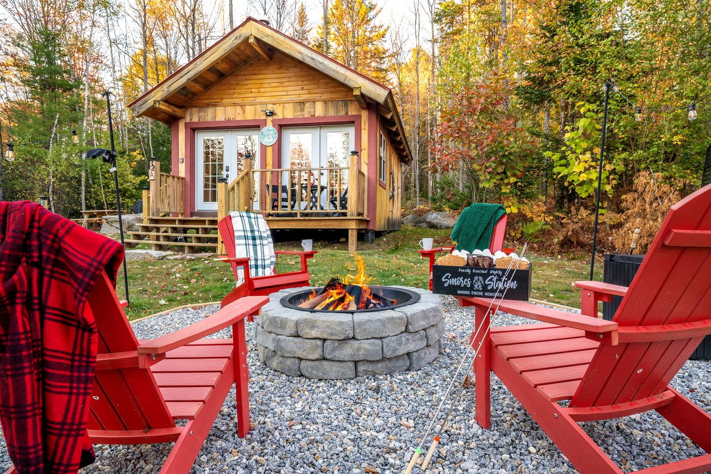 Peaceful Woodland Escape with Two Cabins, Firepit Nights & Hot Tubs in Bethel, Maine