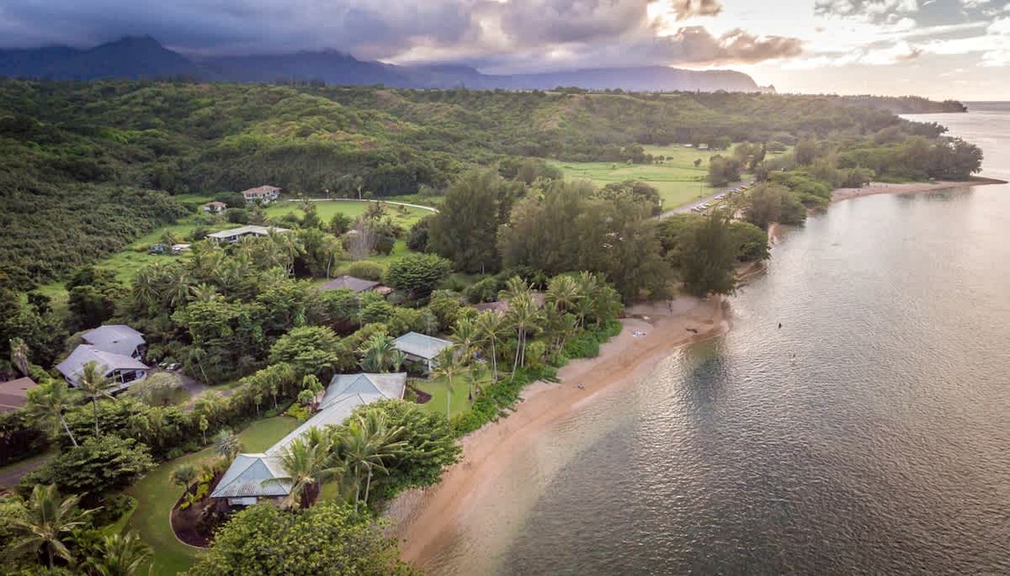 Private Oceanfront Retreat with Lush Tropical Gardens on Anini Beach, Kauai, Hawaii