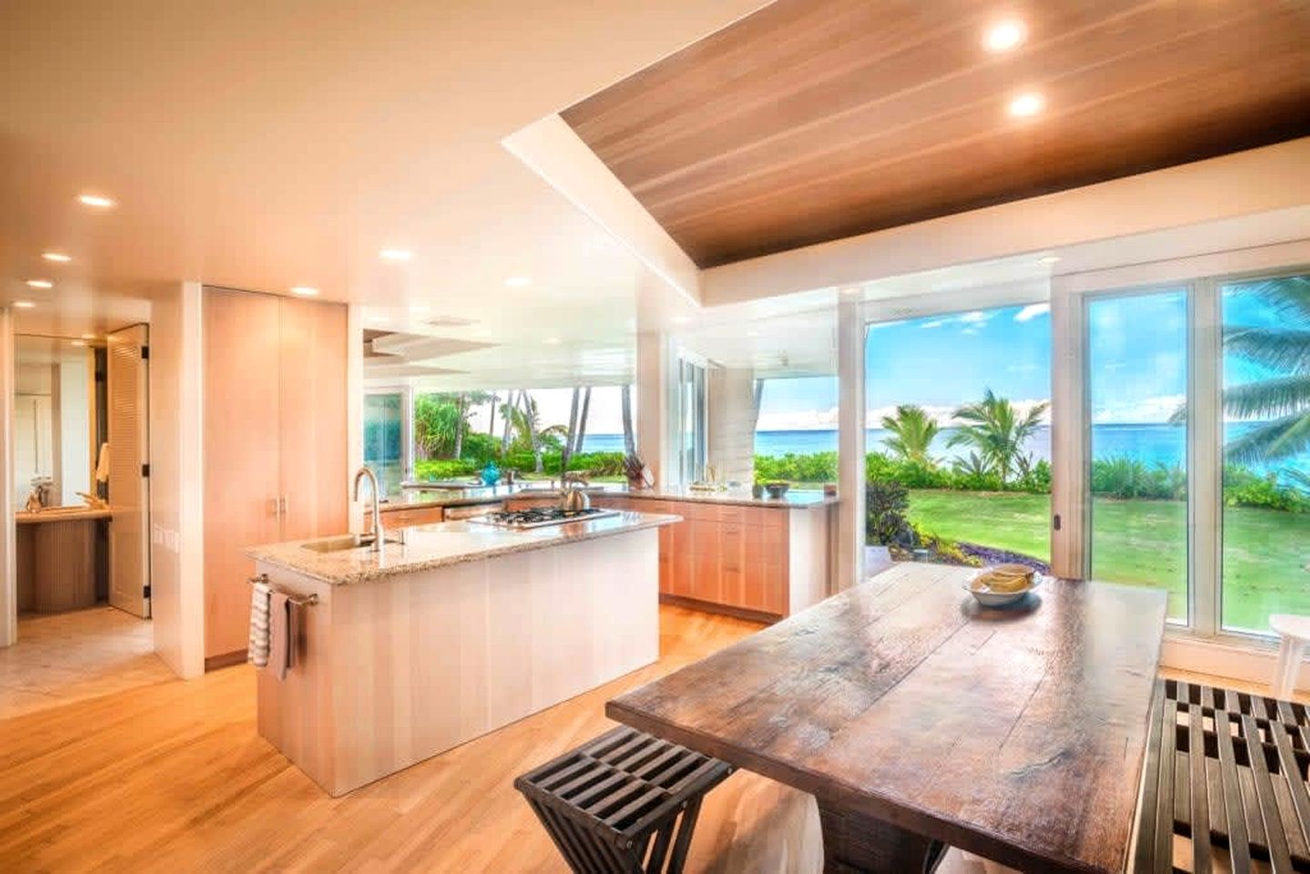Private Oceanfront Retreat with Lush Tropical Gardens on Anini Beach, Kauai, Hawaii