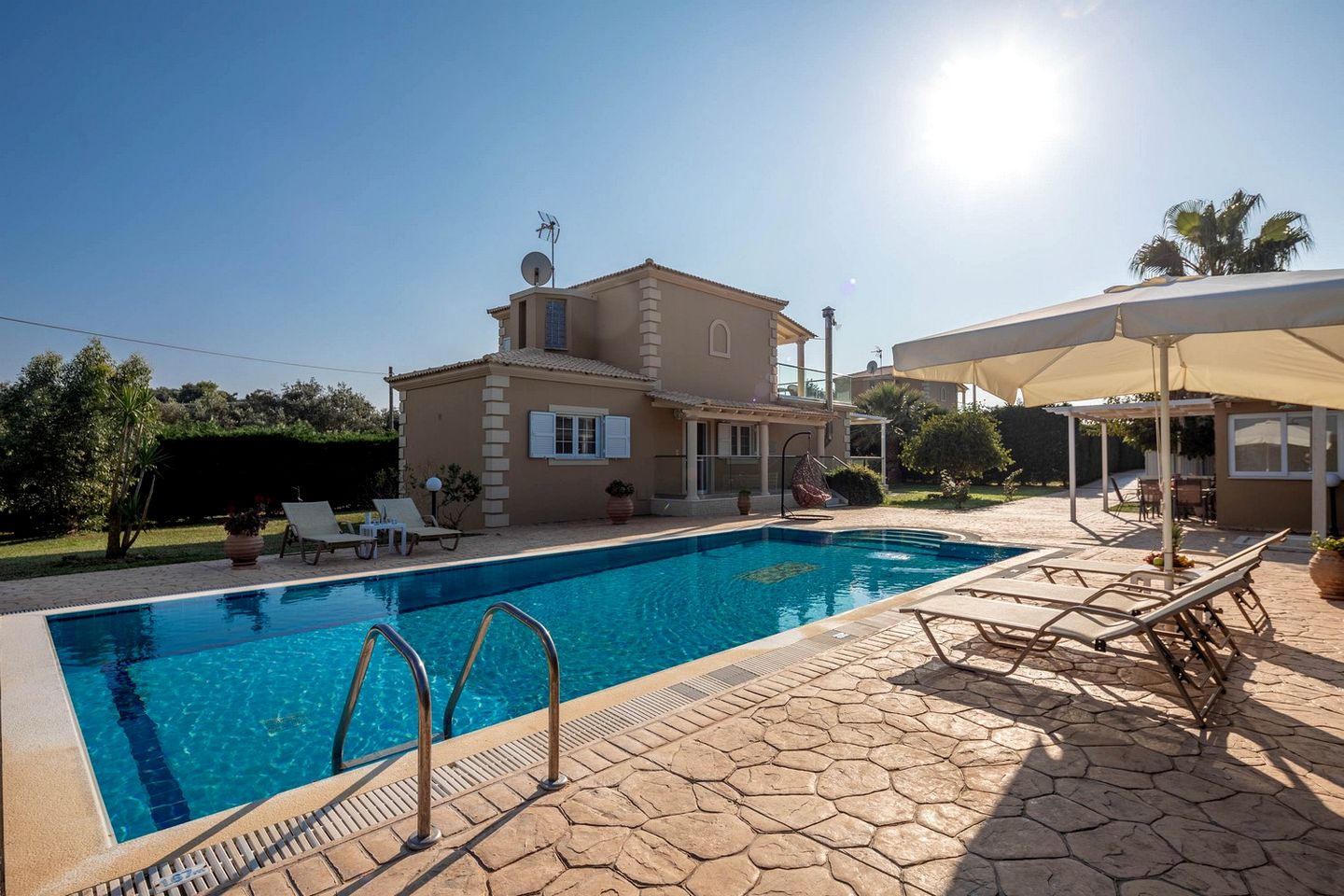 Elegant Seaside Villa with Private Pool and Garden near Prasoudi Beach, Corfu