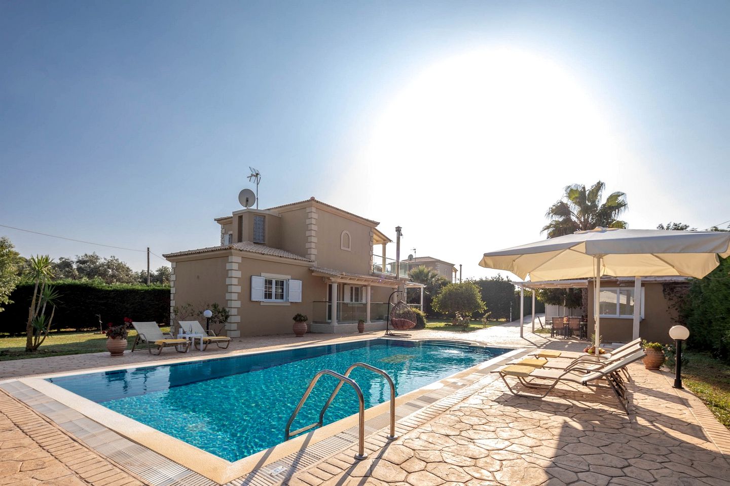 Elegant Seaside Villa with Private Pool and Garden near Prasoudi Beach, Corfu