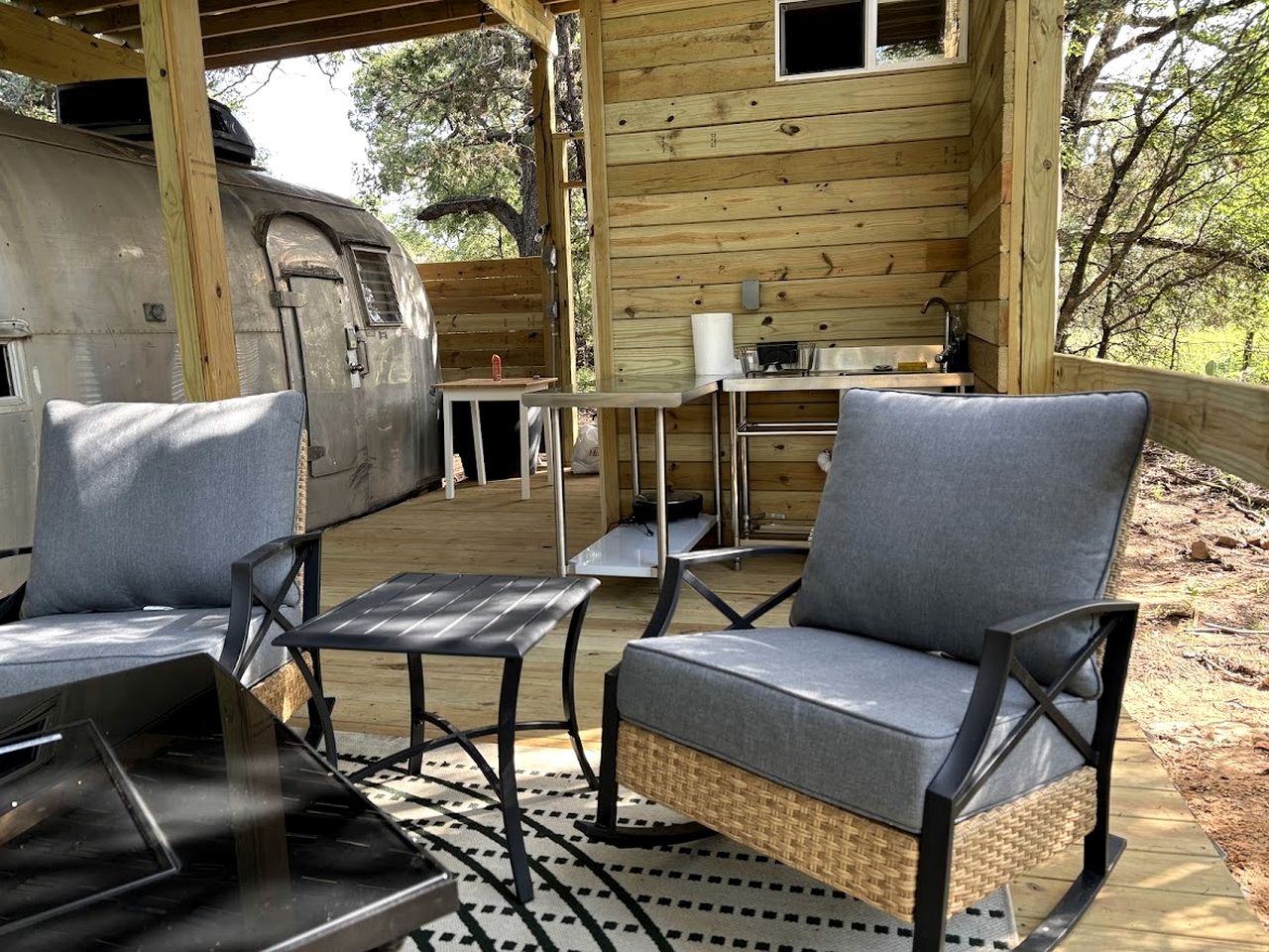 Charming Vintage Airstream with Covered Patio near Mineral Wells, Texas