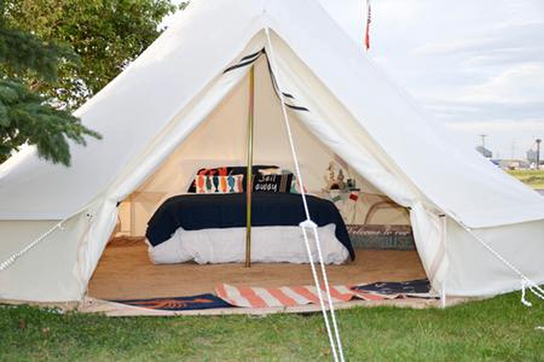 Canvas tent for ellowstone National Park camping.