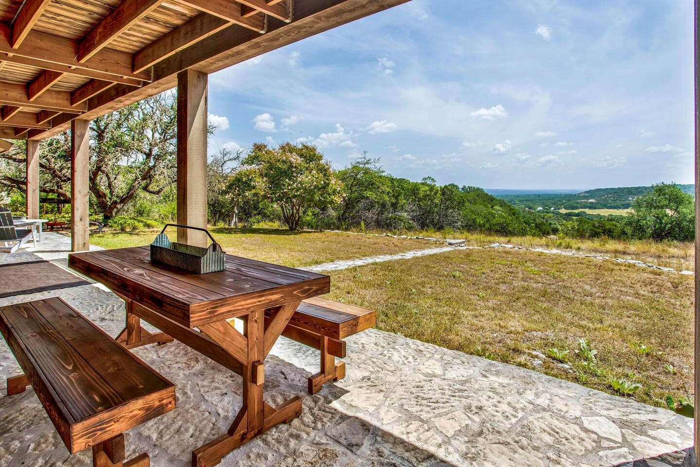 Serene Hilltop Brick Retreat with Panoramic Views Near Fredericksburg, Texas