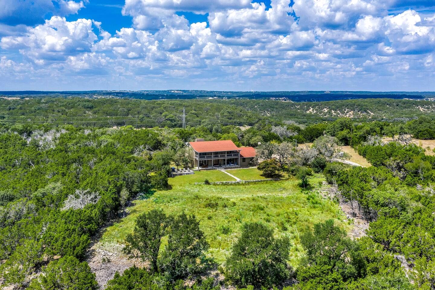 Serene Hilltop Brick Retreat with Panoramic Views Near Fredericksburg, Texas