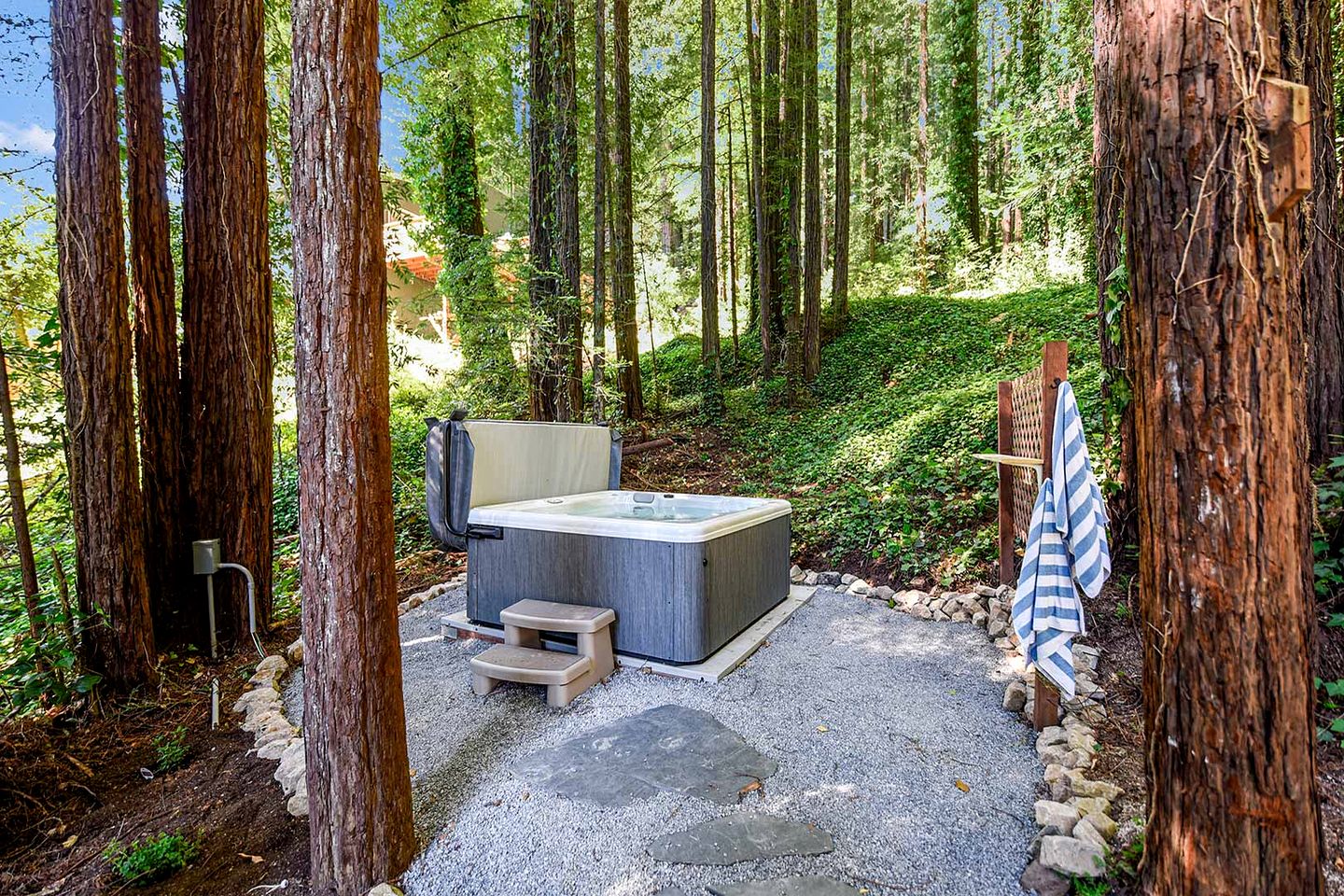 Handsomely Renewed Cabin with Spa Perfect for a Family Escape in Guerneville, California