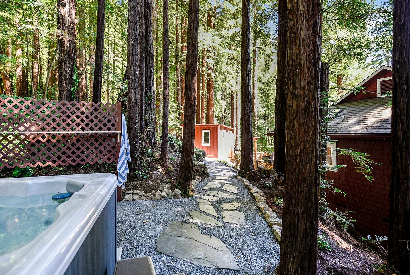 Handsomely Renewed Cabin with Spa Perfect for a Family Escape in Guerneville, California