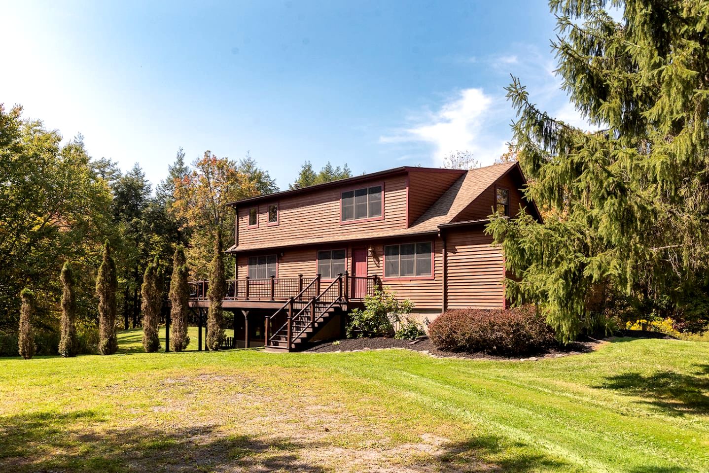 Rustic-Chic Cabin Getaway with Wraparound Deck & Cozy Fireplace in Margaretville, New York