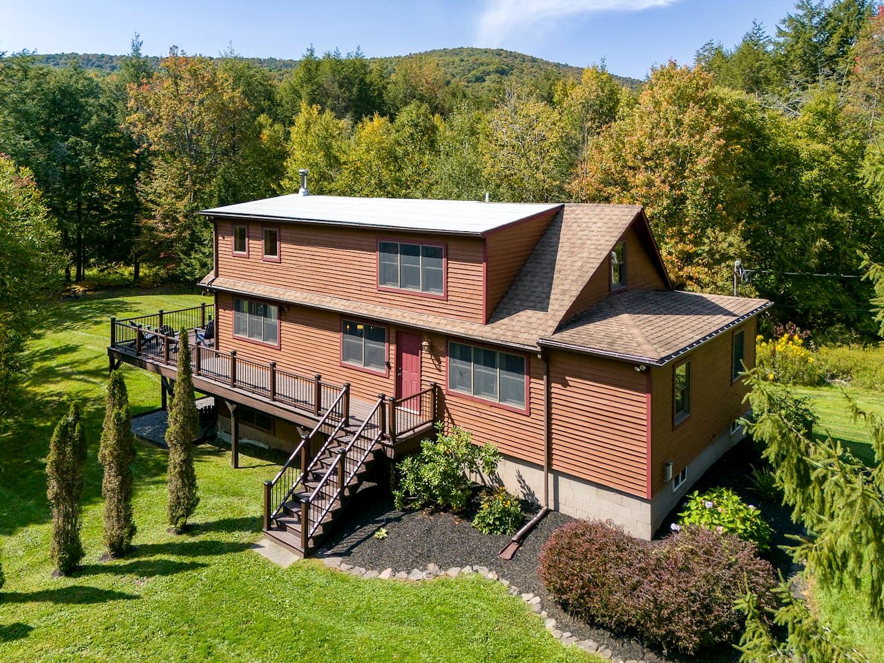 Rustic-Chic Cabin Getaway with Wraparound Deck & Cozy Fireplace in Margaretville, New York