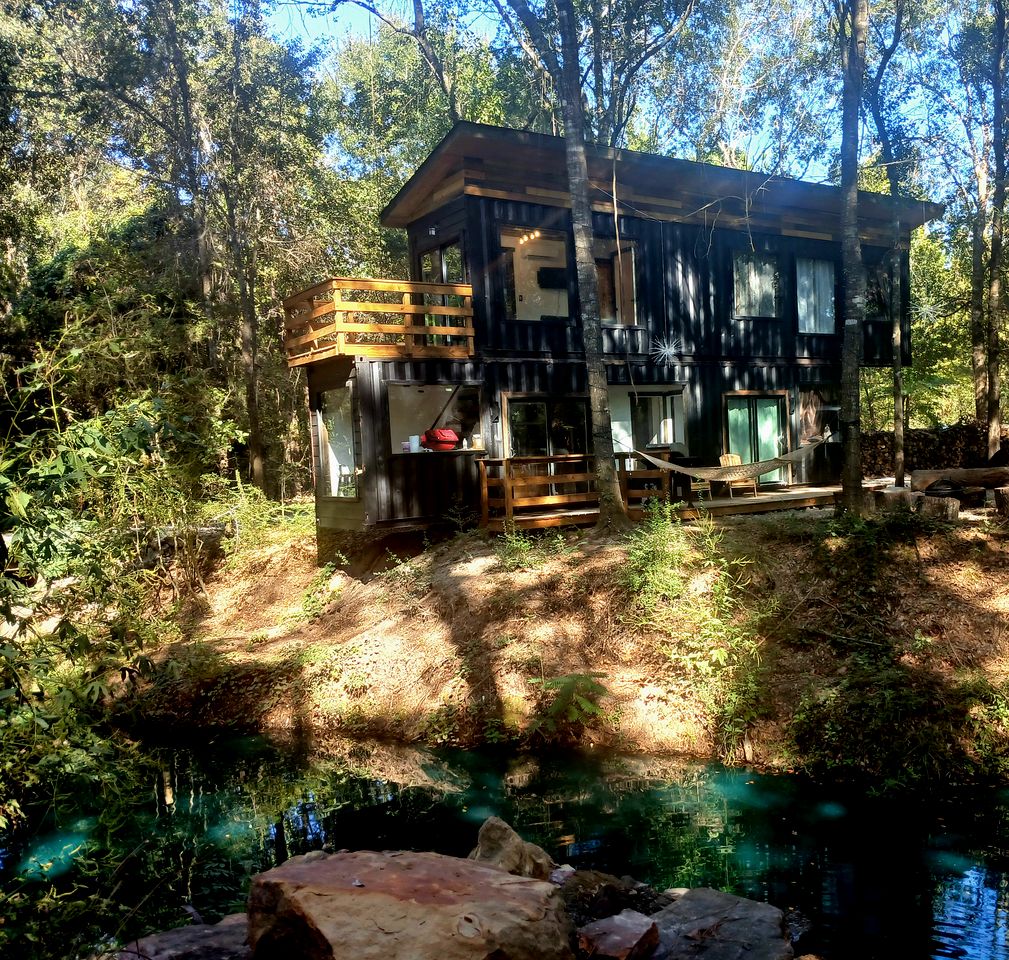 Tranquil Creekside Container with Private Waterfall Near Renaissance Festival | Magnolia, Texas