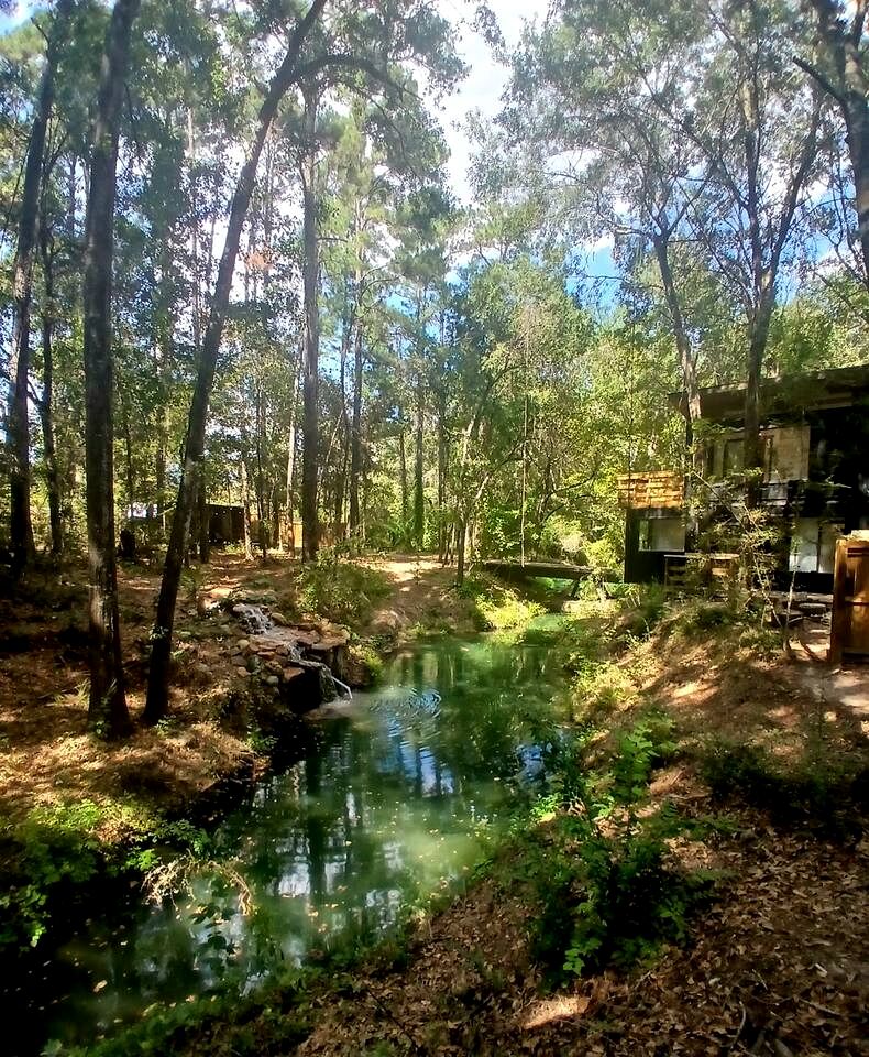 Tranquil Creekside Container with Private Waterfall Near Renaissance Festival | Magnolia, Texas