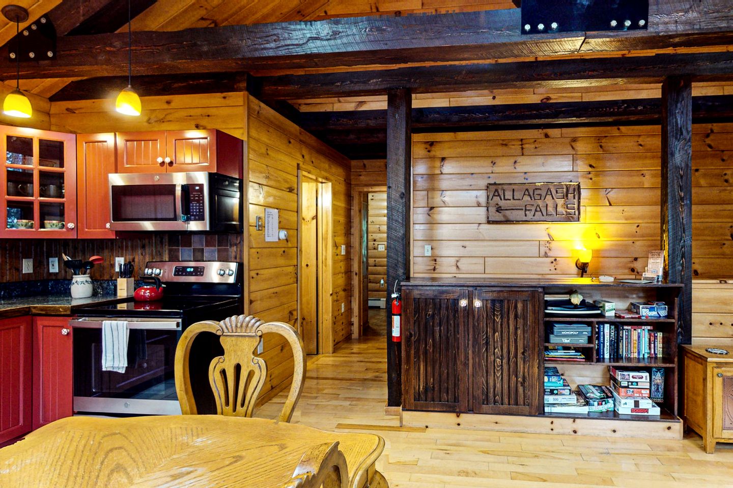 Waterfront Cabin with Private Deck Loaded with Kayaks in Maine