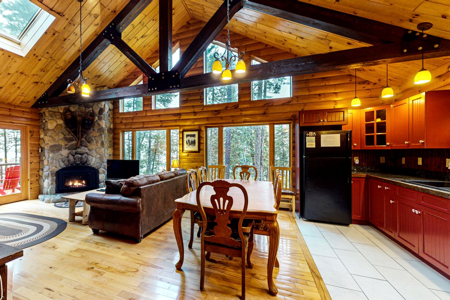 Waterfront Cabin with Private Deck Loaded with Kayaks in Maine