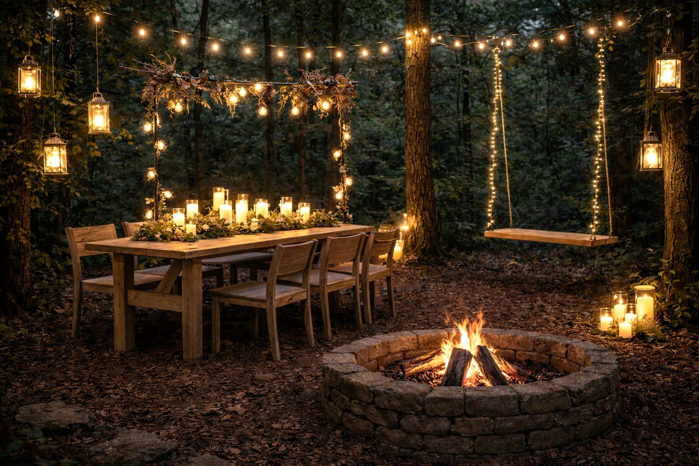 Peaceful Bell Tent Campsite with Fire Pit & String Lights Near Madison Township, Indiana