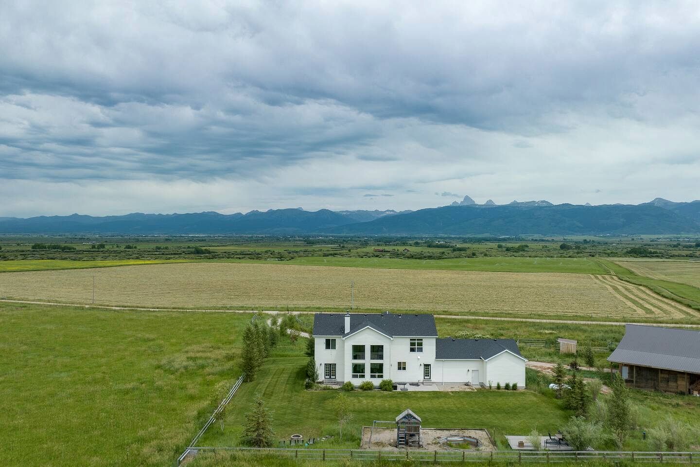 Spacious Farmhouse Retreat with Teton Views and Outdoor Games Near National Parks in Tetonia, Idaho