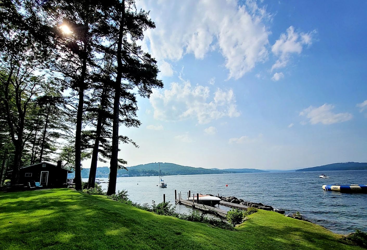 Scenic Lakeside Cabin with Exclusive Boat Dock Near Weirs Beach, Laconia, New Hampshire