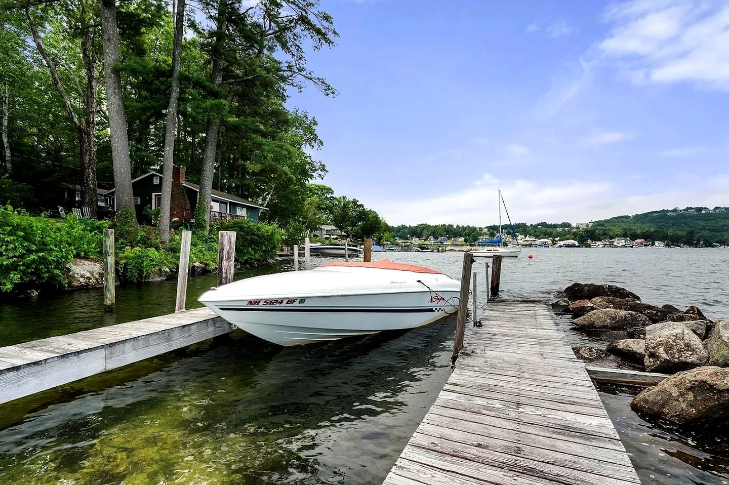 Scenic Lakeside Cabin with Exclusive Boat Dock Near Weirs Beach, Laconia, New Hampshire