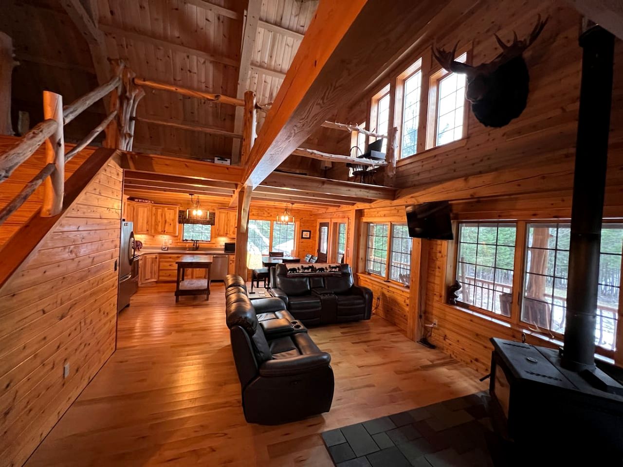 Wooden Lake Cabin Loaded with Kayaks in Maine