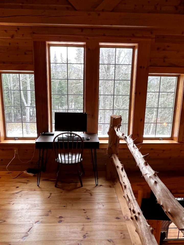 Wooden Lake Cabin Loaded with Kayaks in Maine