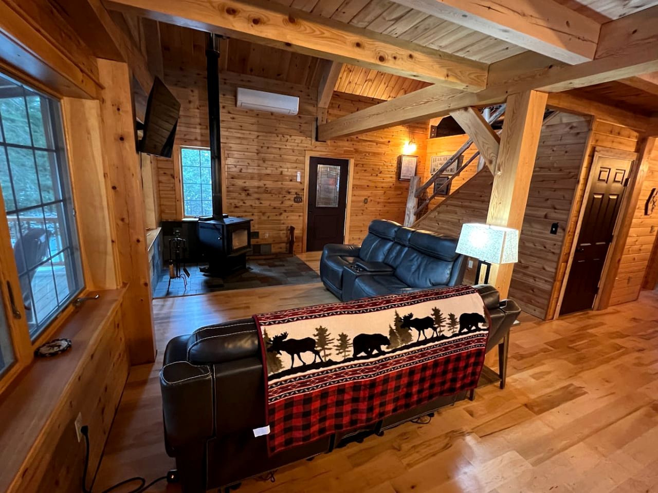 Wooden Lake Cabin Loaded with Kayaks in Maine