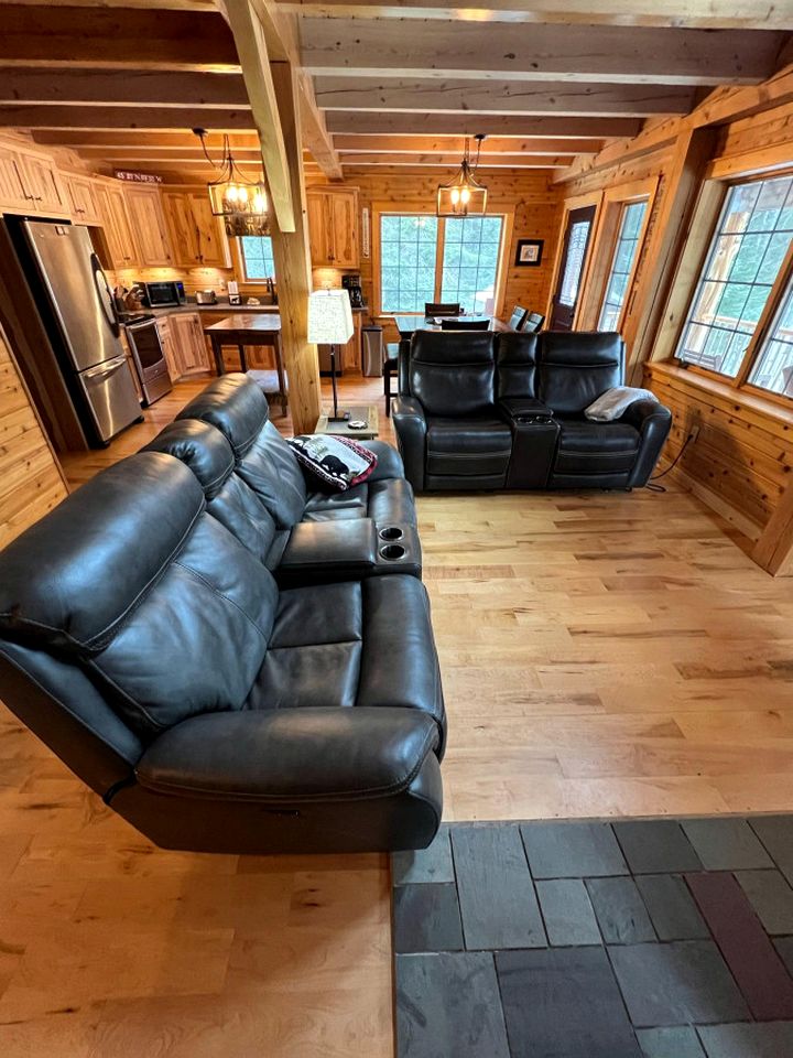 Wooden Lake Cabin Loaded with Kayaks in Maine