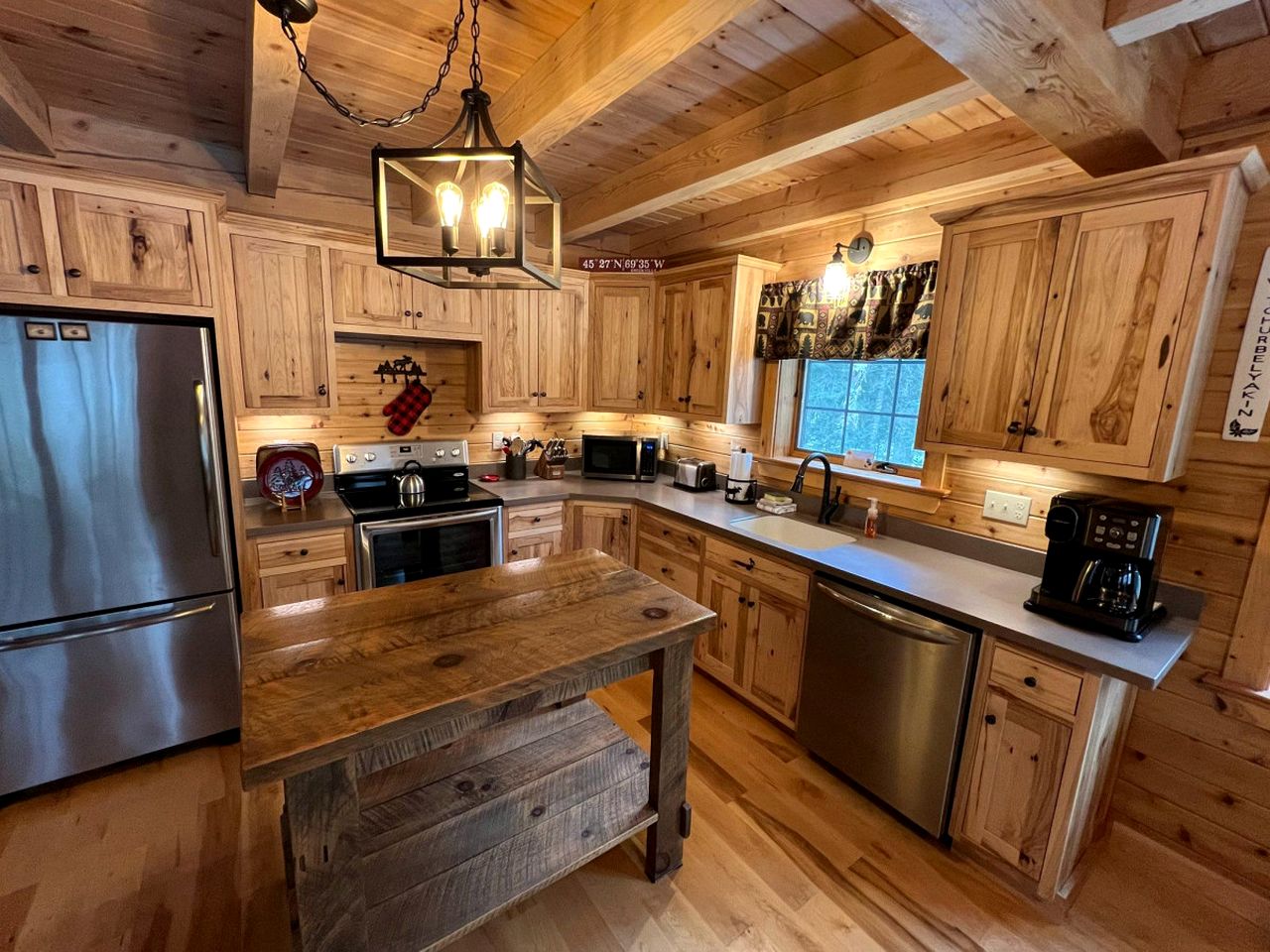 Wooden Lake Cabin Loaded with Kayaks in Maine