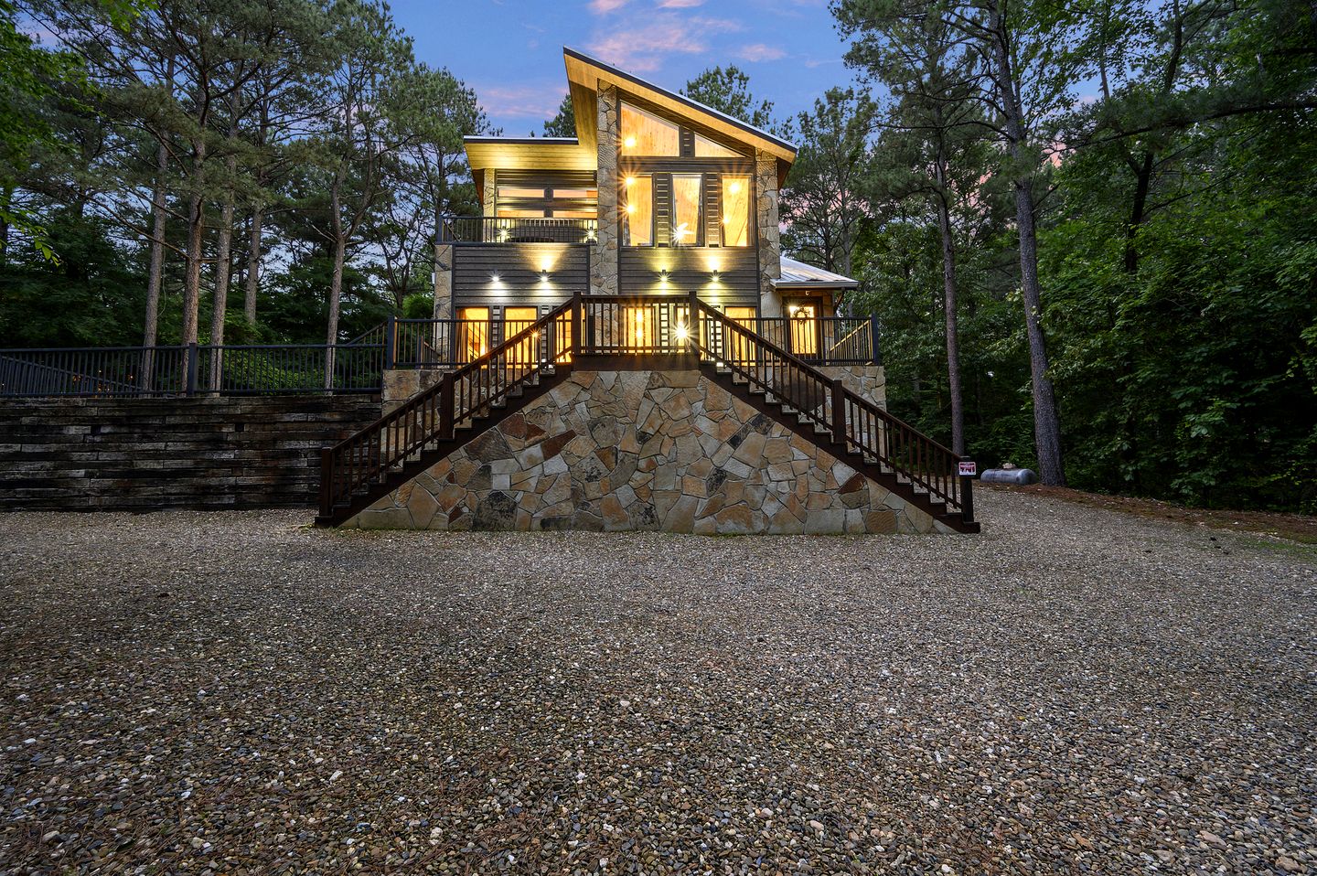 Modern Two-Story Cabin with Hot Tub, Game Loft & Fire Pit in Southeast Oklahoma