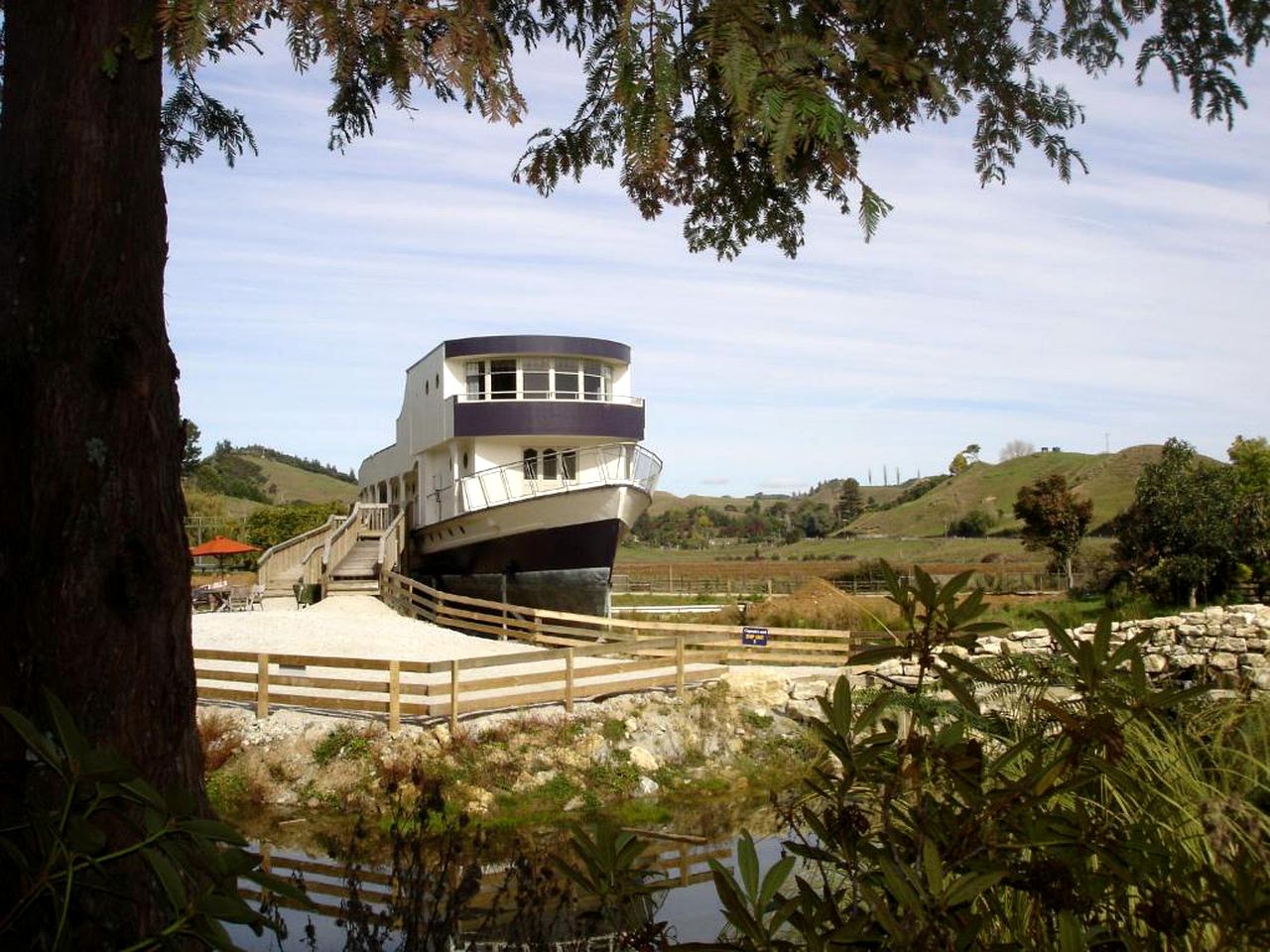 Unique Accommodation on a Ship in Waitomo Valley near Hamilton on New Zealand's North Island