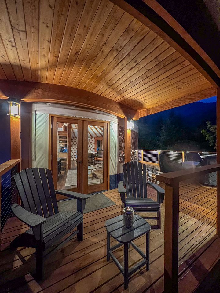 Modern Forest Yurt with Firepit & Skylit Dome near Carson, Washington
