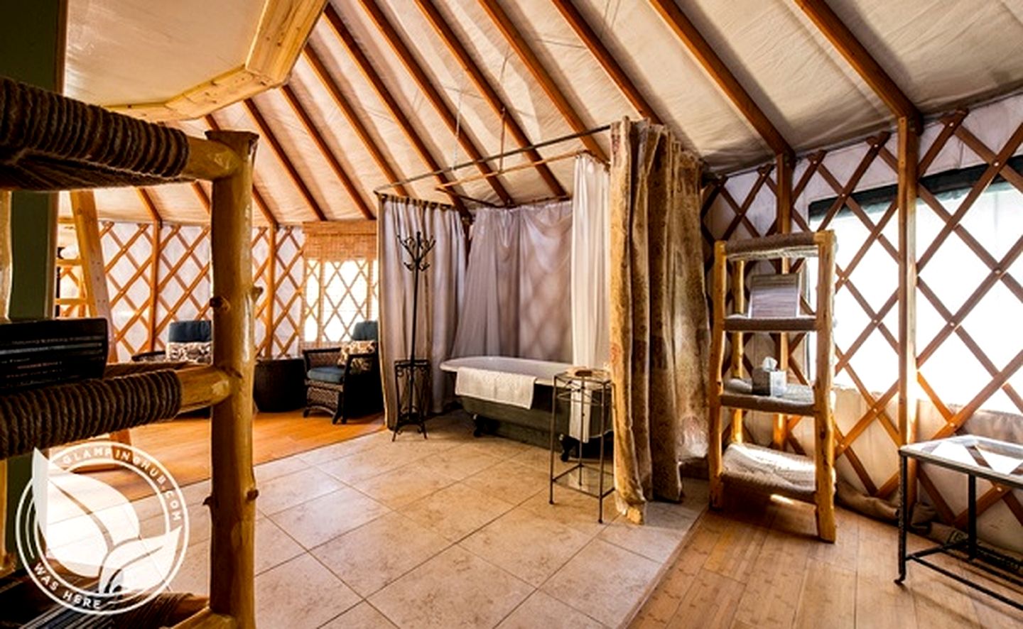 Fully-Outfitted Yurt with a Clawfoot Tub on the Trinity River, Northern California