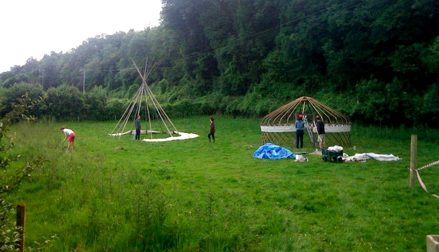 Yurts in Quiet Rural Village Next to Limestone Cliffs, England