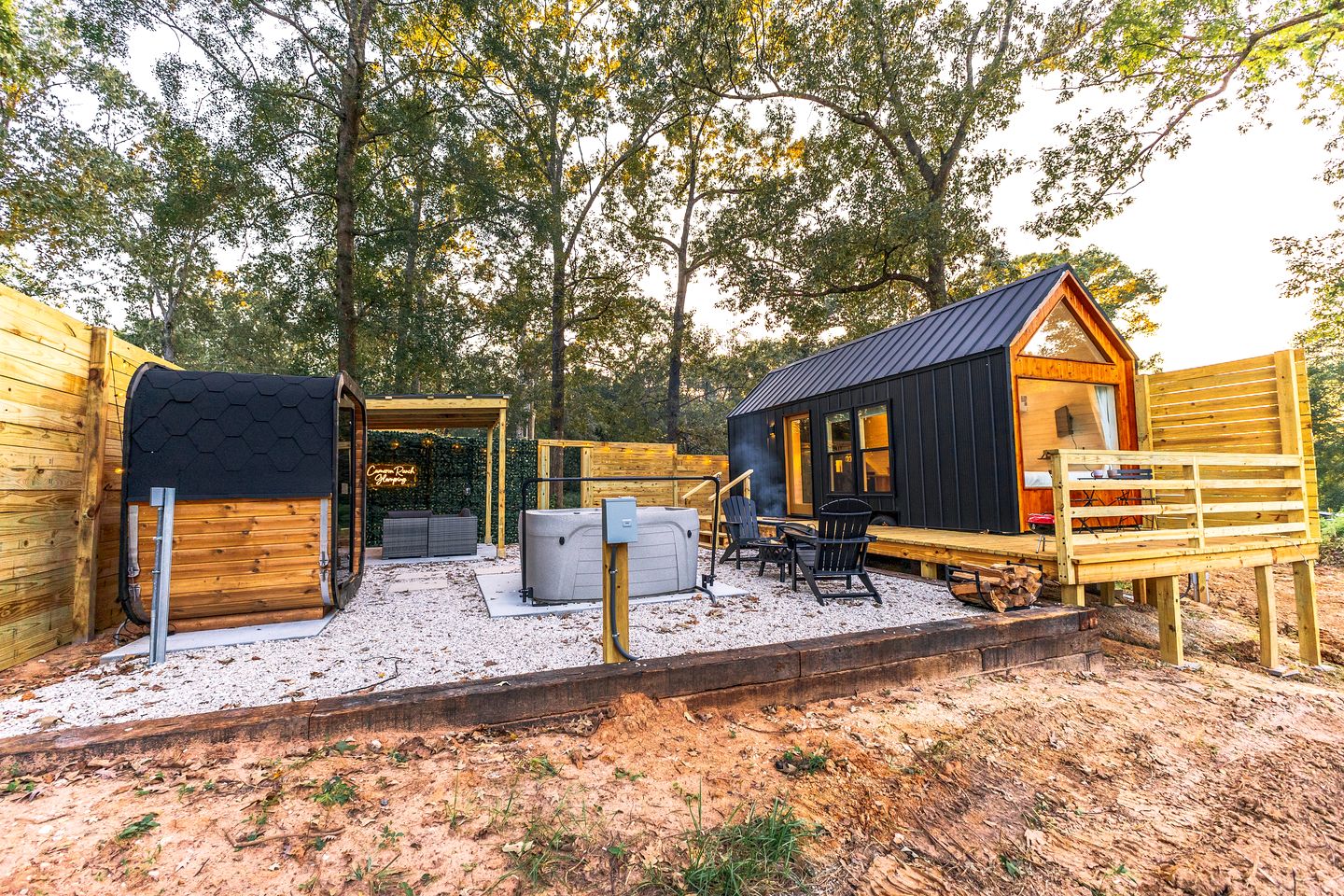 Secluded Tiny Home with Hot Tub, Sauna & Fire Pit near Lake Livingston in Coldspring, Texas