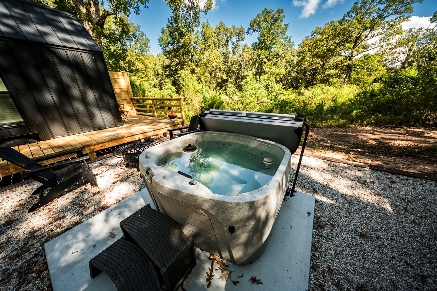 Secluded Tiny Home with Hot Tub, Sauna & Fire Pit near Lake Livingston in Coldspring, Texas